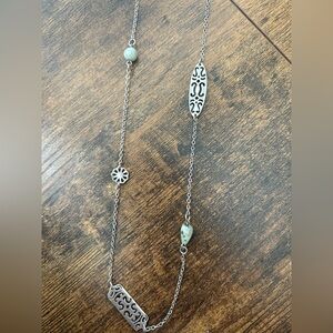 Elegant Silver Long Necklace with Design